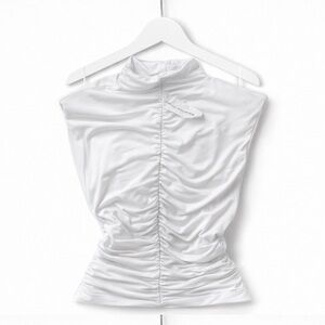 Naked Wardrobe White Ruched Blouse